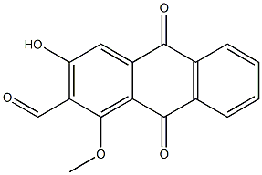 3-hydroxy-1-methoxy-9,10-dioxo-9,10-dihydro-2-anthracenecarbaldehyde Struktur