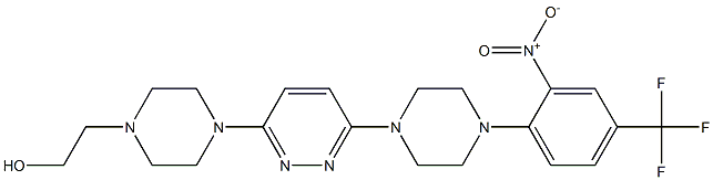 2-[4-(6-{4-[2-nitro-4-(trifluoromethyl)phenyl]piperazin-1-yl}pyridazin-3-yl)piperazin-1-yl]ethanol Struktur