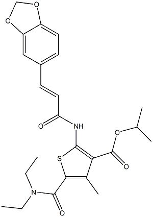 isopropyl 2-{[3-(1,3-benzodioxol-5-yl)acryloyl]amino}-5-[(diethylamino)carbonyl]-4-methyl-3-thiophenecarboxylate Struktur