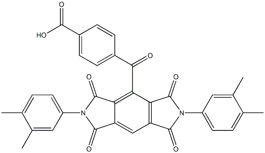 4-{[2,6-bis(3,4-dimethylphenyl)-1,3,5,7-tetraoxo-1,2,3,5,6,7-hexahydropyrrolo[3,4-f]isoindol-4-yl]carbonyl}benzoic acid Struktur