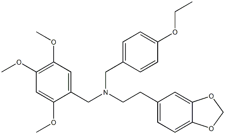 2-(1,3-benzodioxol-5-yl)-N-(4-ethoxybenzyl)-N-(2,4,5-trimethoxybenzyl)ethanamine Struktur