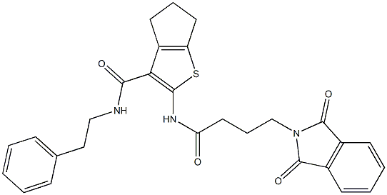 2-{[4-(1,3-dioxo-1,3-dihydro-2H-isoindol-2-yl)butanoyl]amino}-N-(2-phenylethyl)-5,6-dihydro-4H-cyclopenta[b]thiophene-3-carboxamide Struktur