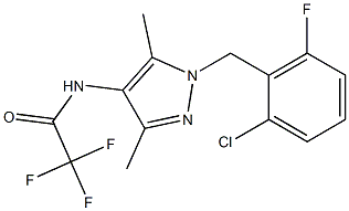 N-[1-(2-chloro-6-fluorobenzyl)-3,5-dimethyl-1H-pyrazol-4-yl]-2,2,2-trifluoroacetamide Struktur