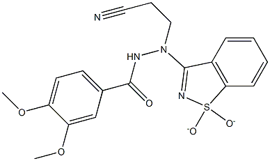 N'-(2-cyanoethyl)-N'-(1,1-dioxido-1,2-benzisothiazol-3-yl)-3,4-dimethoxybenzohydrazide Struktur