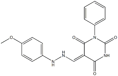 5-{[2-(4-methoxyphenyl)hydrazino]methylene}-1-phenyl-2,4,6(1H,3H,5H)-pyrimidinetrione Struktur