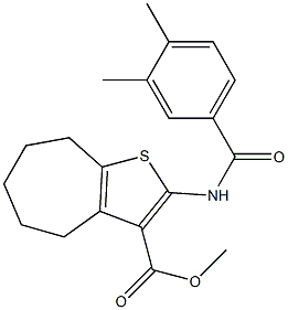 methyl 2-[(3,4-dimethylbenzoyl)amino]-5,6,7,8-tetrahydro-4H-cyclohepta[b]thiophene-3-carboxylate Struktur