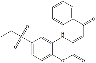 6-(ethylsulfonyl)-3-(2-oxo-2-phenylethylidene)-3,4-dihydro-2H-1,4-benzoxazin-2-one Struktur