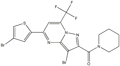 3-bromo-5-(4-bromo-2-thienyl)-2-(1-piperidinylcarbonyl)-7-(trifluoromethyl)pyrazolo[1,5-a]pyrimidine Struktur