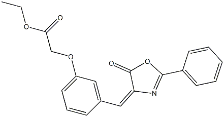 ethyl {3-[(5-oxo-2-phenyl-1,3-oxazol-4(5H)-ylidene)methyl]phenoxy}acetate Struktur