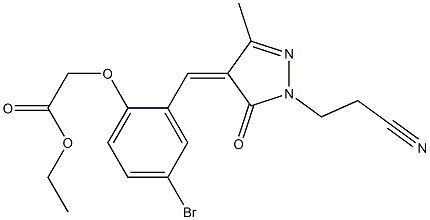 ethyl (4-bromo-2-{[1-(2-cyanoethyl)-3-methyl-5-oxo-1,5-dihydro-4H-pyrazol-4-ylidene]methyl}phenoxy)acetate Struktur