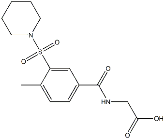 {[4-methyl-3-(1-piperidinylsulfonyl)benzoyl]amino}acetic acid Struktur