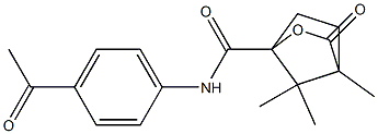 N-(4-acetylphenyl)-4,7,7-trimethyl-3-oxo-2-oxabicyclo[2.2.1]heptane-1-carboxamide Struktur