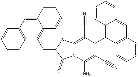 5-amino-7-(9-anthryl)-2-(9-anthrylmethylene)-3-oxo-2,3-dihydro-7H-[1,3]thiazolo[3,2-a]pyridine-6,8-dicarbonitrile Struktur