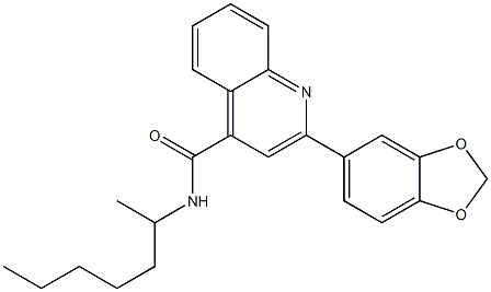 2-(1,3-benzodioxol-5-yl)-N-(1-methylhexyl)-4-quinolinecarboxamide Struktur