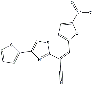 3-{5-nitro-2-furyl}-2-[4-(2-thienyl)-1,3-thiazol-2-yl]acrylonitrile Struktur