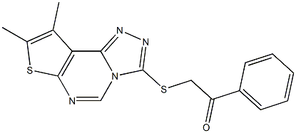 2-[(8,9-dimethylthieno[3,2-e][1,2,4]triazolo[4,3-c]pyrimidin-3-yl)sulfanyl]-1-phenylethanone Struktur