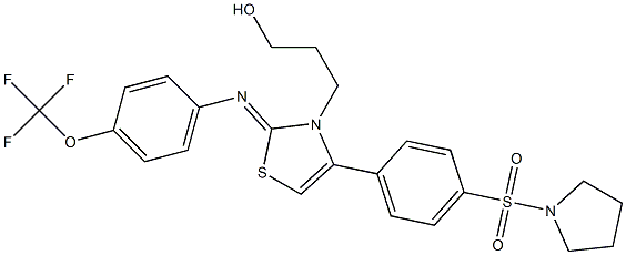 3-(4-[4-(1-pyrrolidinylsulfonyl)phenyl]-2-{[4-(trifluoromethoxy)phenyl]imino}-1,3-thiazol-3(2H)-yl)-1-propanol Struktur