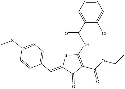 ethyl 2-[(2-chlorobenzoyl)amino]-5-[4-(methylsulfanyl)benzylidene]-4-oxo-4,5-dihydro-3-thiophenecarboxylate Struktur