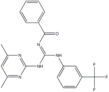 N''-benzoyl-N-(4,6-dimethyl-2-pyrimidinyl)-N'-[3-(trifluoromethyl)phenyl]guanidine Struktur