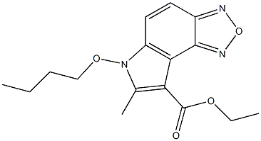 ethyl 6-butoxy-7-methyl-6H-[1,2,5]oxadiazolo[3,4-e]indole-8-carboxylate Struktur