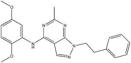 N-(2,5-dimethoxyphenyl)-N-[6-methyl-1-(2-phenylethyl)-1H-pyrazolo[3,4-d]pyrimidin-4-yl]amine Struktur