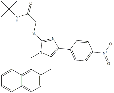 N-(tert-butyl)-2-({4-{4-nitrophenyl}-1-[(2-methyl-1-naphthyl)methyl]-1H-imidazol-2-yl}sulfanyl)acetamide Struktur