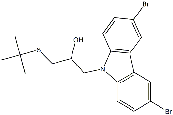 1-(tert-butylsulfanyl)-3-(3,6-dibromo-9H-carbazol-9-yl)-2-propanol Struktur