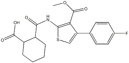 2-({[4-(4-fluorophenyl)-3-(methoxycarbonyl)-2-thienyl]amino}carbonyl)cyclohexanecarboxylic acid Struktur