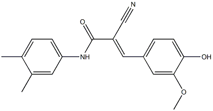 2-cyano-N-(3,4-dimethylphenyl)-3-(4-hydroxy-3-methoxyphenyl)acrylamide Struktur