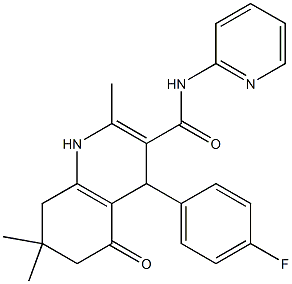 4-(4-fluorophenyl)-2,7,7-trimethyl-5-oxo-N-(2-pyridinyl)-1,4,5,6,7,8-hexahydro-3-quinolinecarboxamide Struktur