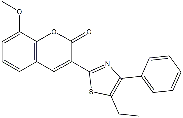 3-(5-ethyl-4-phenyl-1,3-thiazol-2-yl)-8-methoxy-2H-chromen-2-one Struktur