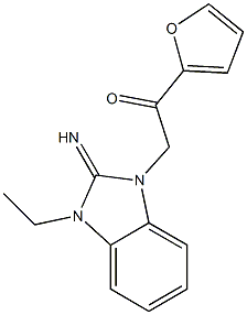 2-(3-ethyl-2-imino-2,3-dihydro-1H-benzimidazol-1-yl)-1-(2-furyl)ethanone Struktur