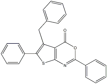 5-benzyl-2,6-diphenyl-4H-thieno[2,3-d][1,3]oxazin-4-one Struktur