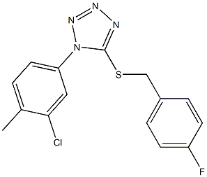 1-(3-chloro-4-methylphenyl)-1H-tetraazol-5-yl 4-fluorobenzyl sulfide Struktur