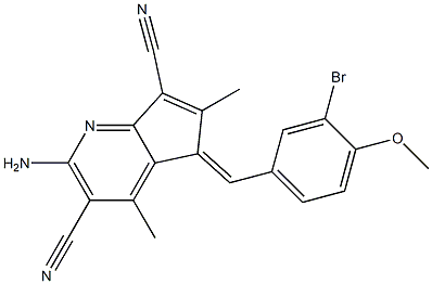 2-amino-5-(3-bromo-4-methoxybenzylidene)-4,6-dimethyl-5H-cyclopenta[b]pyridine-3,7-dicarbonitrile Struktur