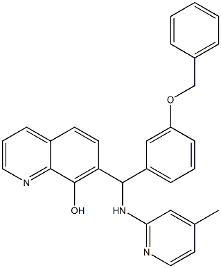 7-{[3-(benzyloxy)phenyl][(4-methyl-2-pyridinyl)amino]methyl}-8-quinolinol Struktur