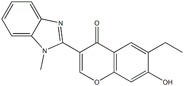 6-ethyl-7-hydroxy-3-(1-methyl-1H-benzimidazol-2-yl)-4H-chromen-4-one Struktur