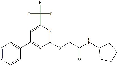 N-cyclopentyl-2-{[4-phenyl-6-(trifluoromethyl)pyrimidin-2-yl]sulfanyl}acetamide Struktur