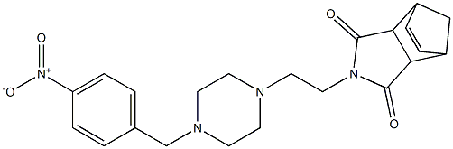 4-[2-(4-{4-nitrobenzyl}-1-piperazinyl)ethyl]-4-azatricyclo[5.2.1.0~2,6~]dec-8-ene-3,5-dione Struktur