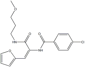 4-chloro-N-(2-(2-furyl)-1-{[(3-methoxypropyl)amino]carbonyl}vinyl)benzamide Struktur