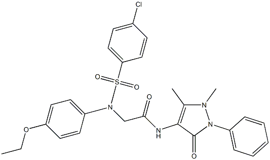 2-{[(4-chlorophenyl)sulfonyl]-4-ethoxyanilino}-N-(1,5-dimethyl-3-oxo-2-phenyl-2,3-dihydro-1H-pyrazol-4-yl)acetamide Struktur