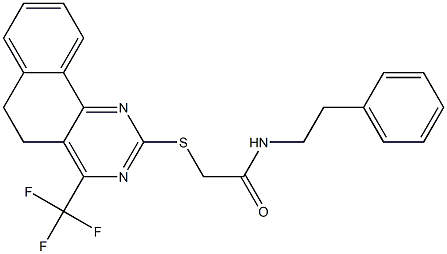 N-(2-phenylethyl)-2-{[4-(trifluoromethyl)-5,6-dihydrobenzo[h]quinazolin-2-yl]sulfanyl}acetamide Struktur