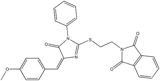 2-(2-{[4-(4-methoxybenzylidene)-5-oxo-1-phenyl-4,5-dihydro-1H-imidazol-2-yl]sulfanyl}ethyl)-1H-isoindole-1,3(2H)-dione Struktur