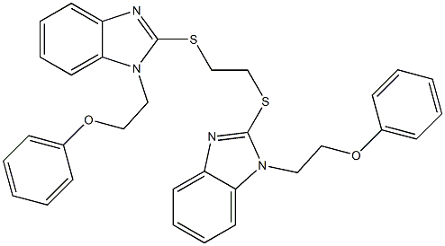 1-(2-phenoxyethyl)-2-[(2-{[1-(2-phenoxyethyl)-1H-benzimidazol-2-yl]sulfanyl}ethyl)sulfanyl]-1H-benzimidazole Struktur