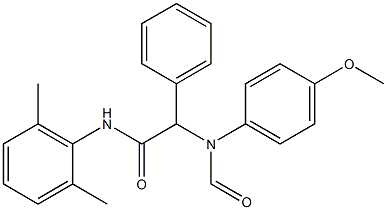 N-(2,6-dimethylphenyl)-2-(formyl-4-methoxyanilino)-2-phenylacetamide Struktur