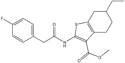 methyl 6-ethyl-2-{[(4-fluorophenyl)acetyl]amino}-4,5,6,7-tetrahydro-1-benzothiophene-3-carboxylate Struktur