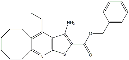 benzyl 3-amino-4-ethyl-5,6,7,8,9,10-hexahydrocycloocta[b]thieno[3,2-e]pyridine-2-carboxylate Struktur