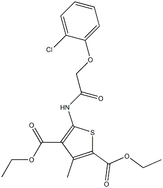 diethyl 5-{[(2-chlorophenoxy)acetyl]amino}-3-methyl-2,4-thiophenedicarboxylate Struktur