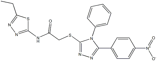 N-(5-ethyl-1,3,4-thiadiazol-2-yl)-2-[(5-{4-nitrophenyl}-4-phenyl-4H-1,2,4-triazol-3-yl)sulfanyl]acetamide Struktur