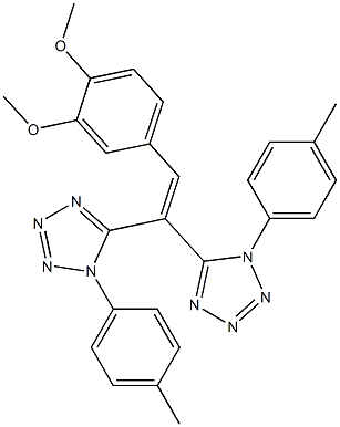 5-{2-(3,4-dimethoxyphenyl)-1-[1-(4-methylphenyl)-1H-tetraazol-5-yl]vinyl}-1-(4-methylphenyl)-1H-tetraazole Struktur